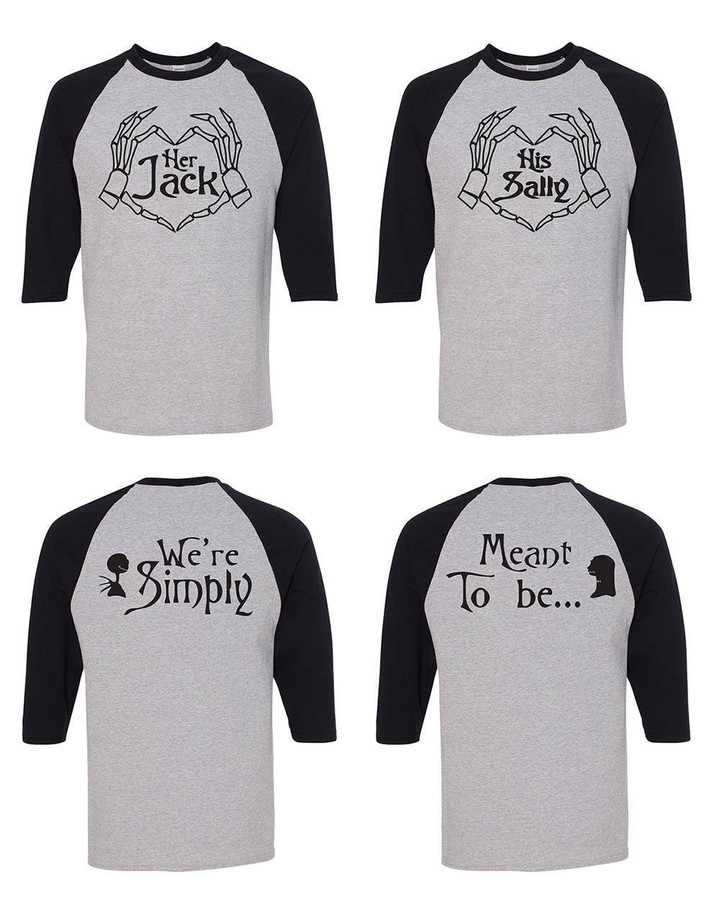 Her Jack and His Sally Unisex Straight Fit Matching Couple Raglan Tee