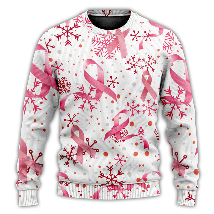 Breast Cancer Pink Ribbon Merry Christmas - Sweater - Ugly Christmas Sweaters