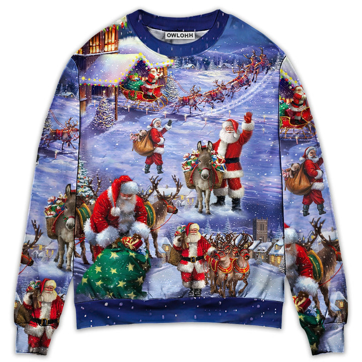 Christmas Santa Claus Story Night Gift For Xmas Painting Style - Sweater - Ugly Christmas Sweaters