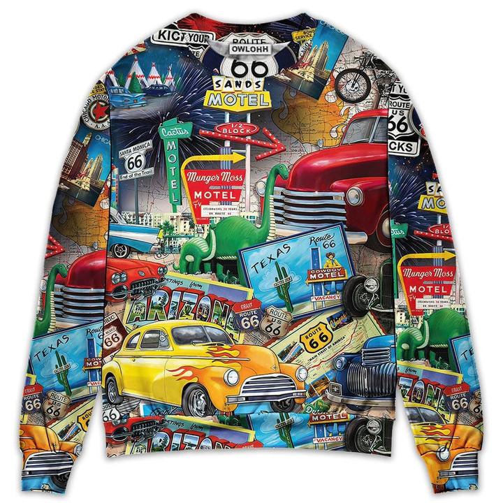 Car Route 66 Road Trip Puzzle - Sweater - Ugly Christmas Sweaters