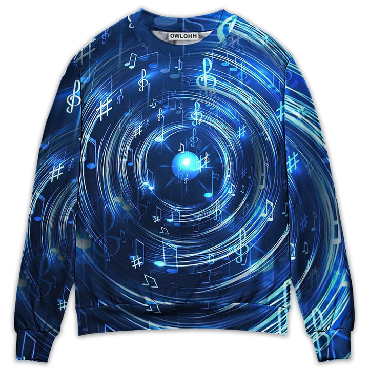 Music Neon Circle Music Notes - Sweater - Ugly Christmas Sweaters