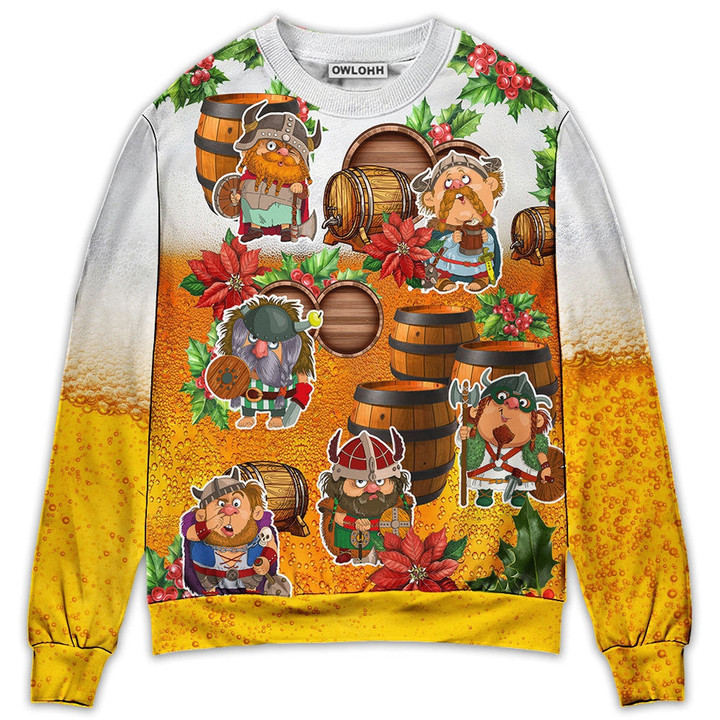 Viking Loves Beer Funny Christmas - Sweater - Ugly Christmas Sweaters