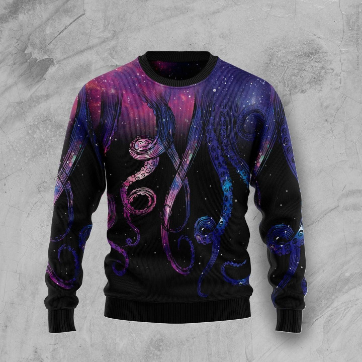 Galaxy Octopus Ugly Christmas Sweater 3D Printed Best Gift For Xmas Adult | US4842