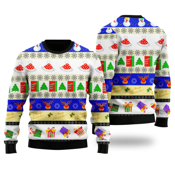 Merry Christmas And Happy New Year Ugly Christmas Sweater 3D Printed Best Gift For Xmas UH2147