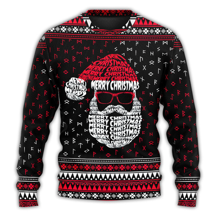 Christmas Santa Claus Retro Viking Pattern - Sweater - Ugly Christmas Sweaters