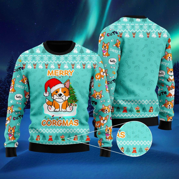 Funny Dog Merry Corgmas Ugly Christmas Sweater 3D Printed Best Gift For Xmas UH1202