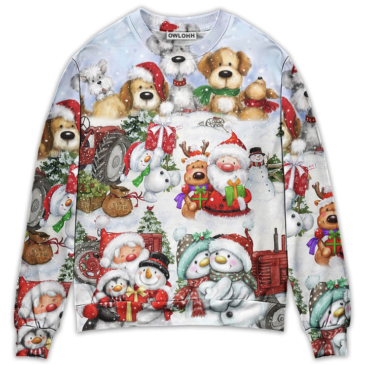 Santa And Snowman Christmas Happy Together - Sweater - Ugly Christmas Sweaters