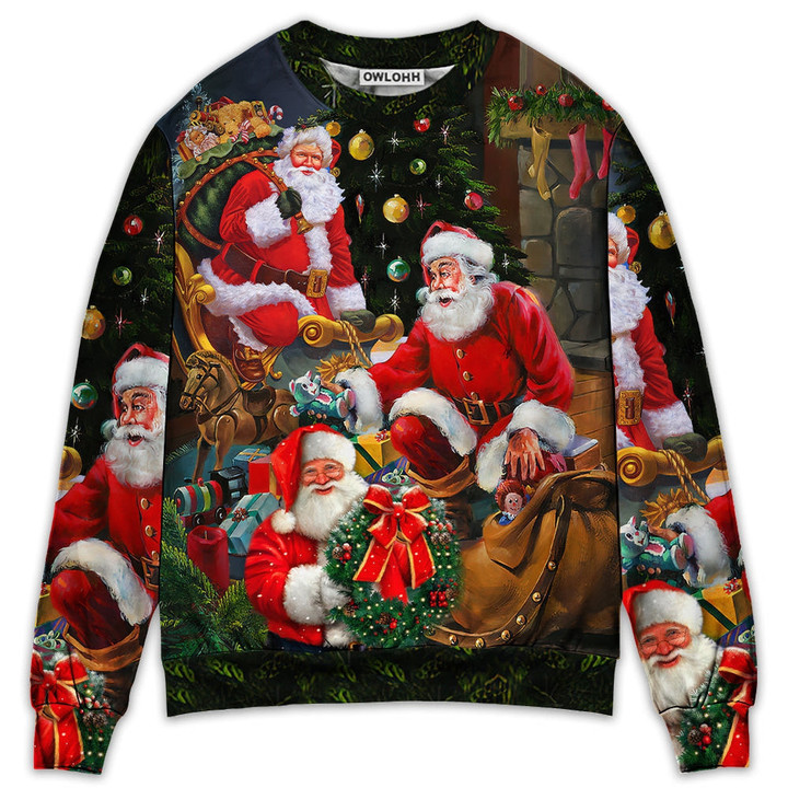 Christmas Santa Claus Gift Xmas Is Coming Art Style - Sweater - Ugly Christmas Sweaters