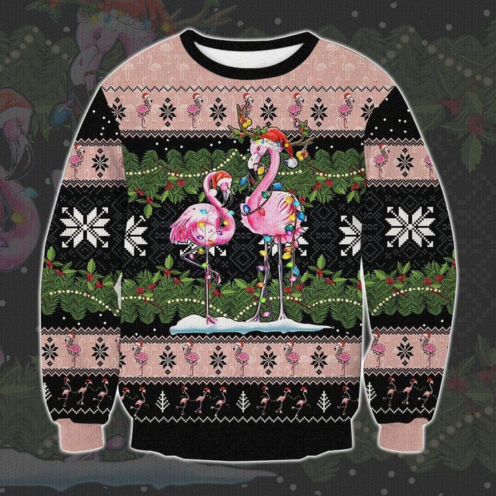 Flamingo Ugly Christmas Sweater 3D Printed Best Gift For Xmas Adult | US5417