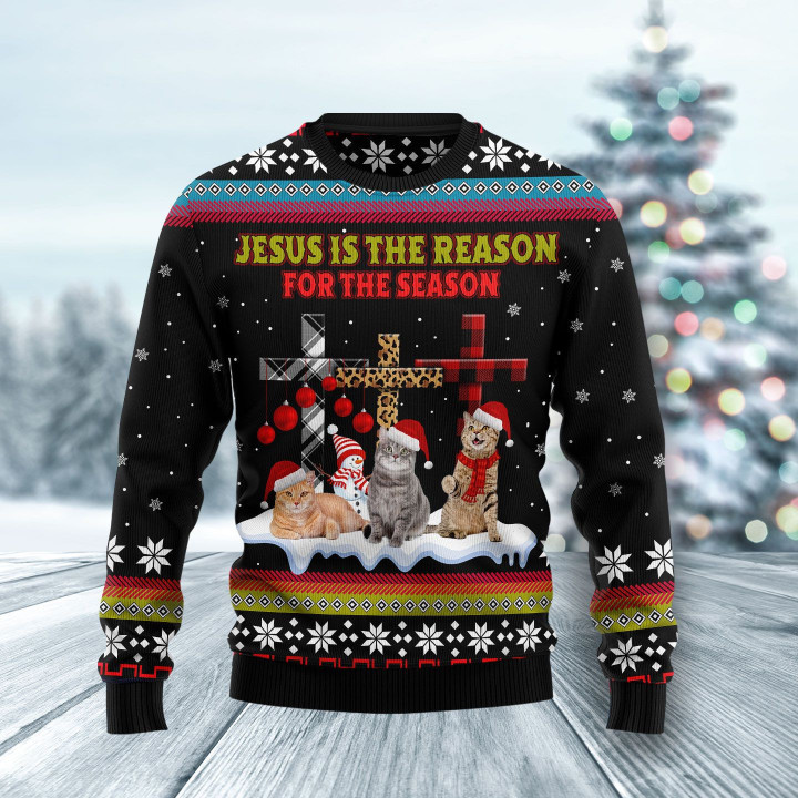Funny Jesus Is The Reason For The Season Ugly Christmas Sweater 3D Printed Best Gift For Xmas Adult | US4511