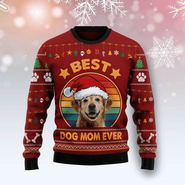 Golden Retriever Best Dog Mom Ever Ugly Christmas Sweater