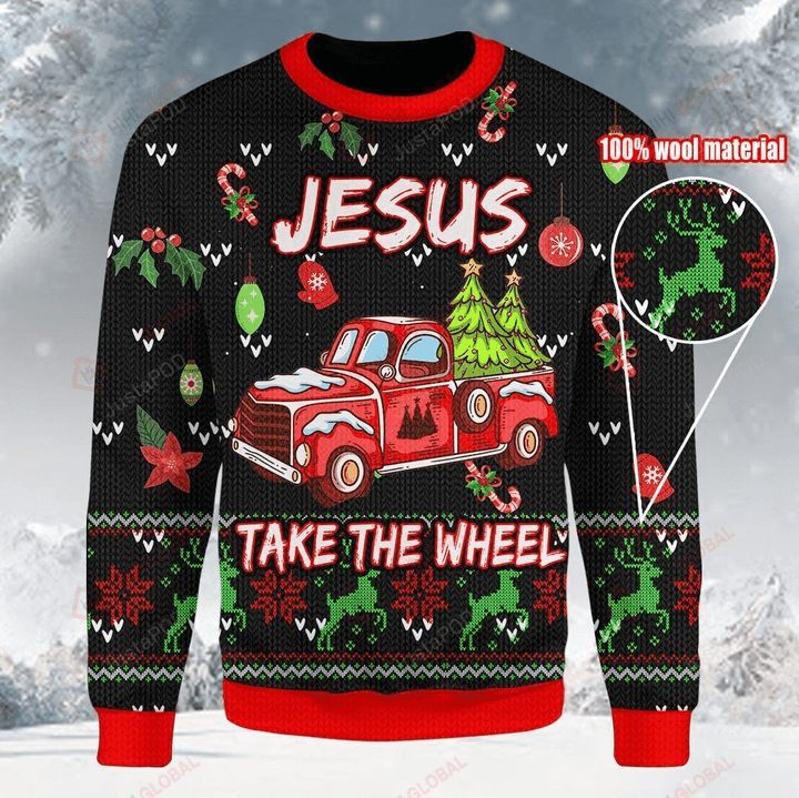 Jesus Take The Wheel Ugly Christmas Sweater