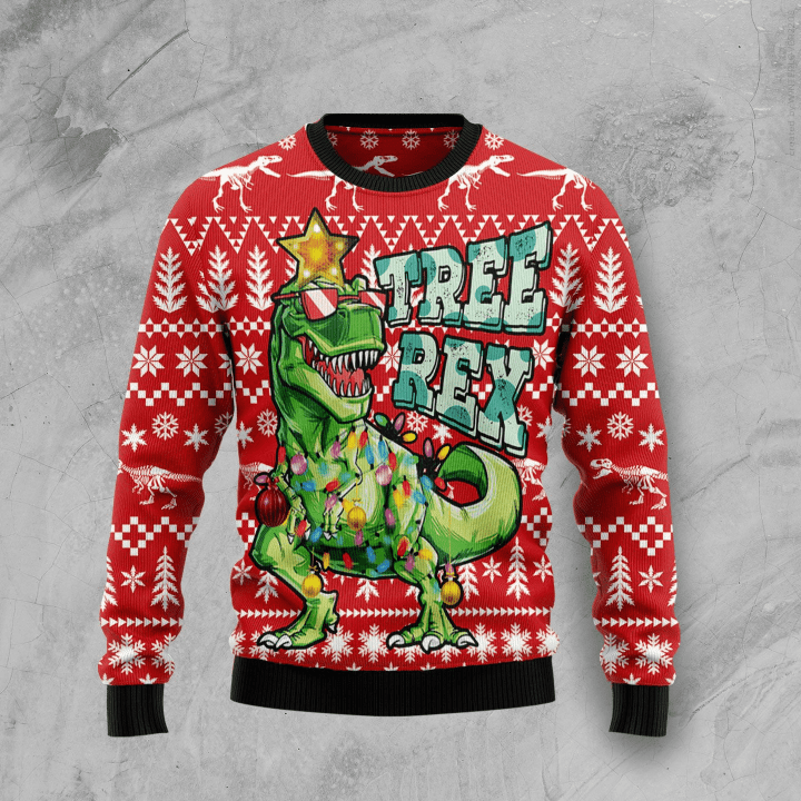Tree Rex Dinosaur Ugly Christmas Sweater