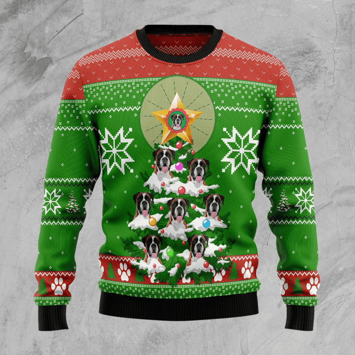 Boxer Pine Ugly Christmas Sweater
