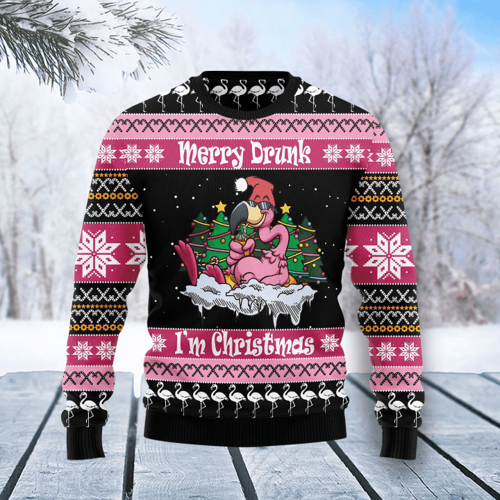 Flamingo Drunk Christmas Ugly Christmas Sweater