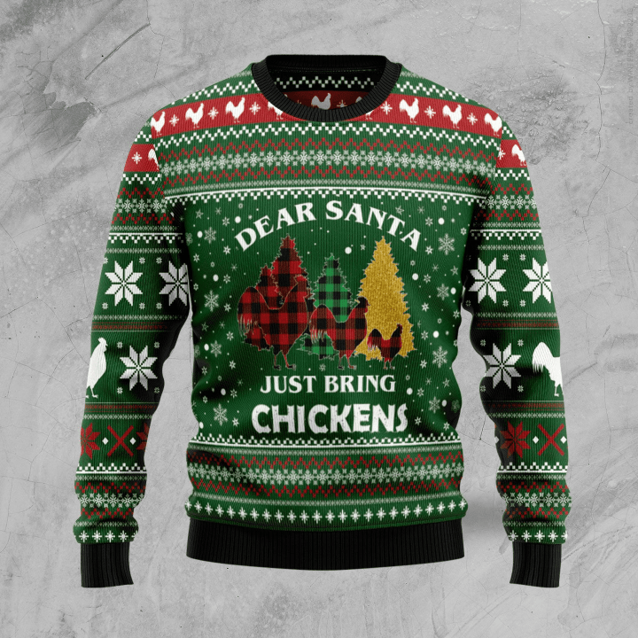 Dear Santa Just Bring Chickens Ugly Christmas Sweater