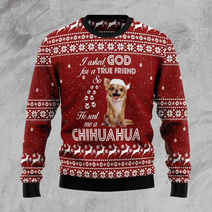 Chihuahua True Friend Ugly Christmas Sweater