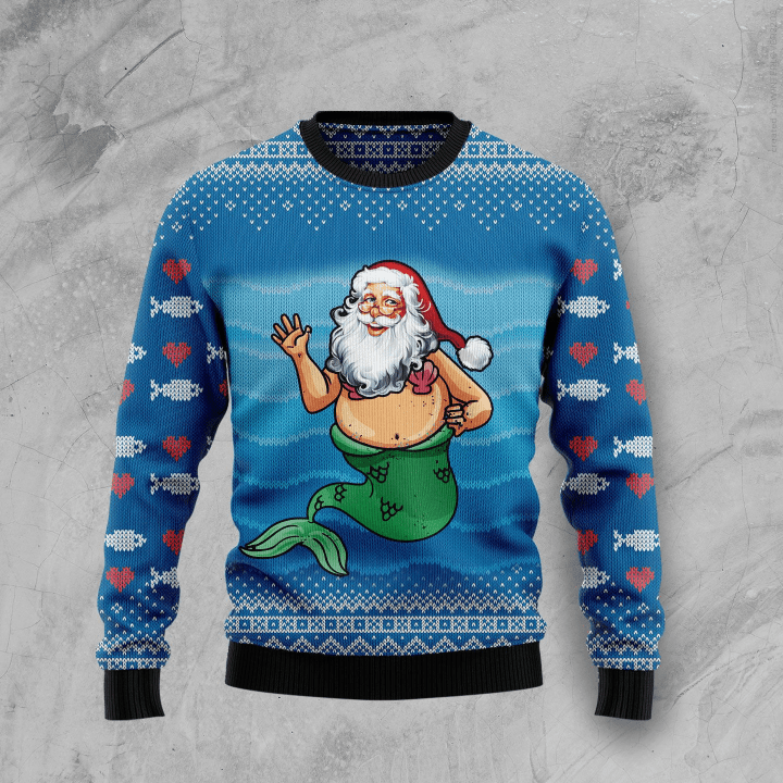 Satan Claus Mermaid Ugly Christmas Sweater