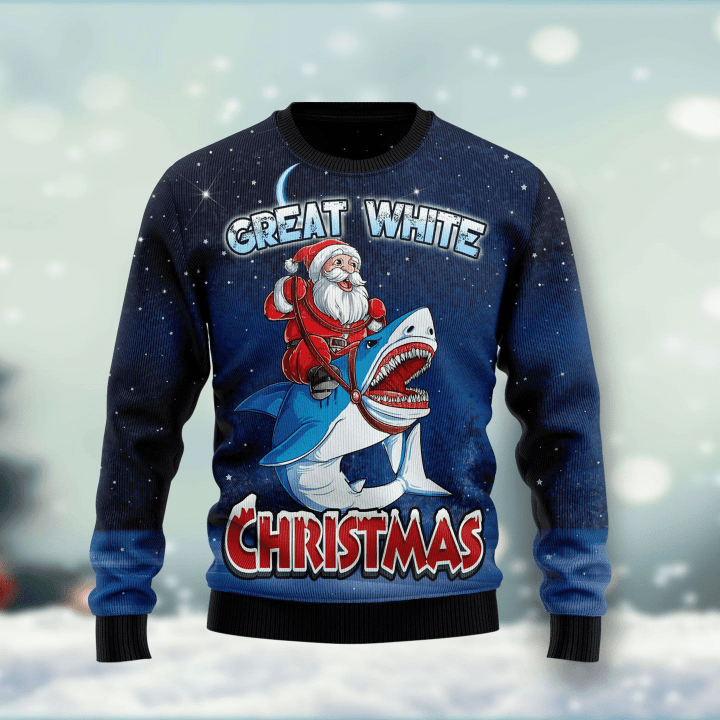 Great White Christmas Shark Ugly Christmas Sweater