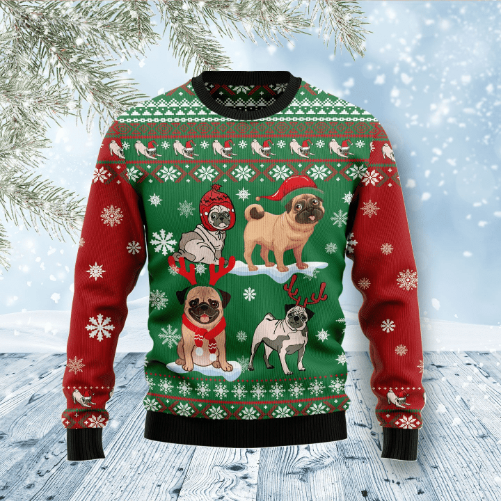 Pug Snow Day Ugly Christmas Sweater