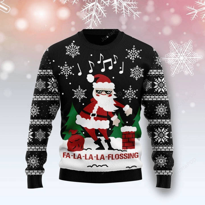 Fa La La La Flossing Santa Claus Ugly Christmas Sweater