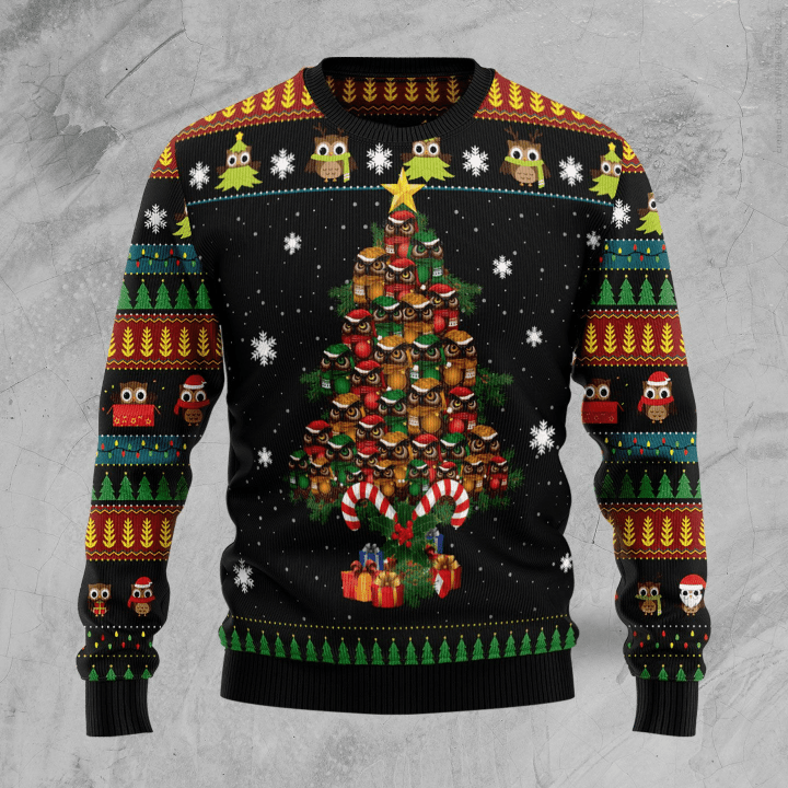 Owl Christmas Tree Ugly Christmas Sweater