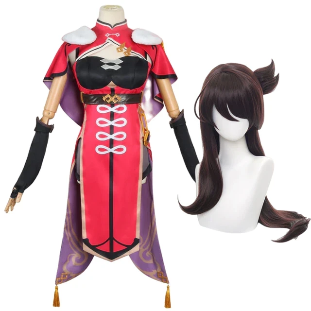 2022 New Anime Genshin Impact Beidou Cosplay Costume Women Black Red Halloween Dress Cloak Clothes Full Set
