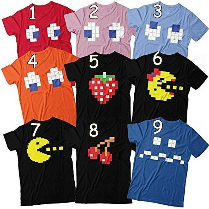 Pac Man Halloween  Family Costume, Playing Pac Man Costume Shirts, Arcade Game Costume Idea, Group Halloween Matching T-shirt