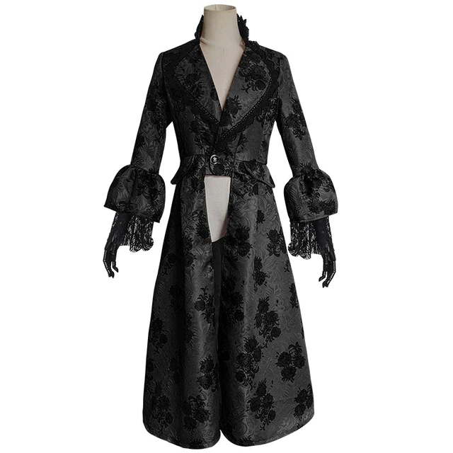 2022 Woman Steampunk Gothic Jacket Vintage Medieval Court Renaissance Overcoat Halloween Cosplay Costume Embroidery Party Tuxedo