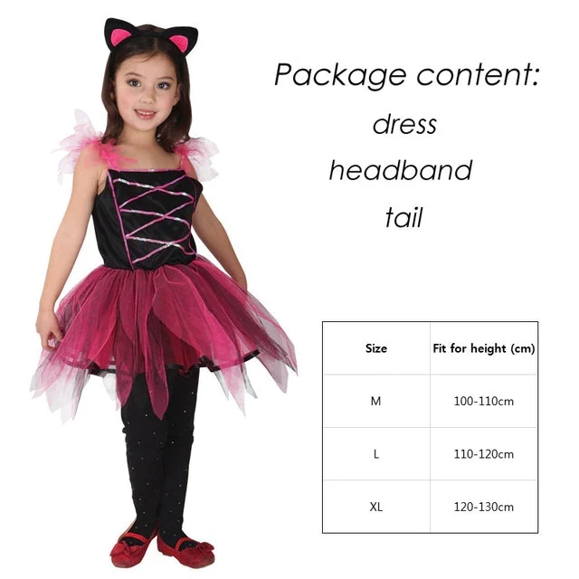 Umorden Cutie Purple Black Cat Kitten Kitty Costumes for Girls Child Fancy Halloween Carnival Party New Year Dress Up