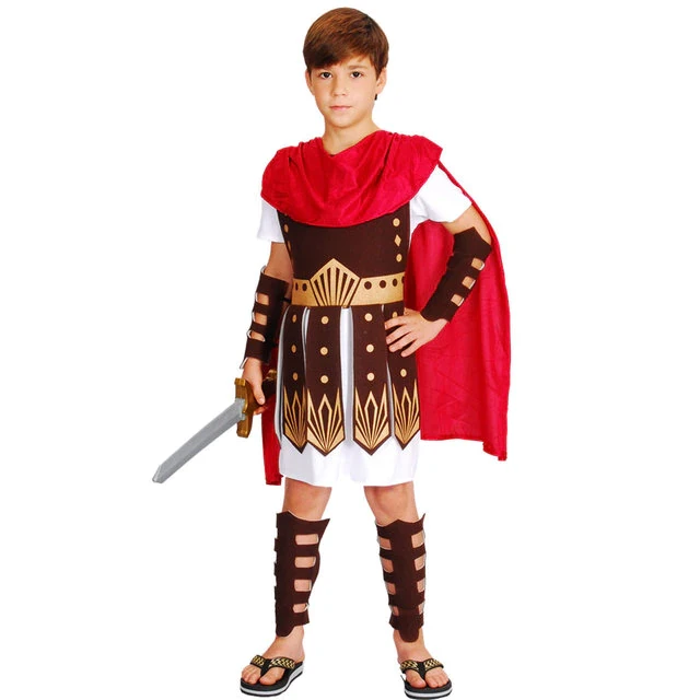Umorden Halloween Purim Adult Ancient Roman Greek Warrior Gladiator Costume Knight Julius Caesar Costumes for Men Women Kids