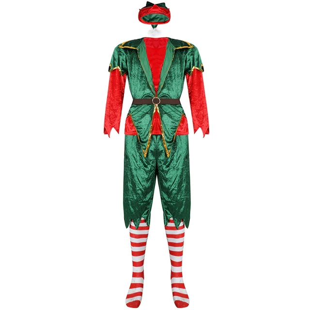 Deluxe Santa Claus Christmas Elf Costume Xmas Jolly Naughty Mascot Cosplay Carnival Fancy Party Dress