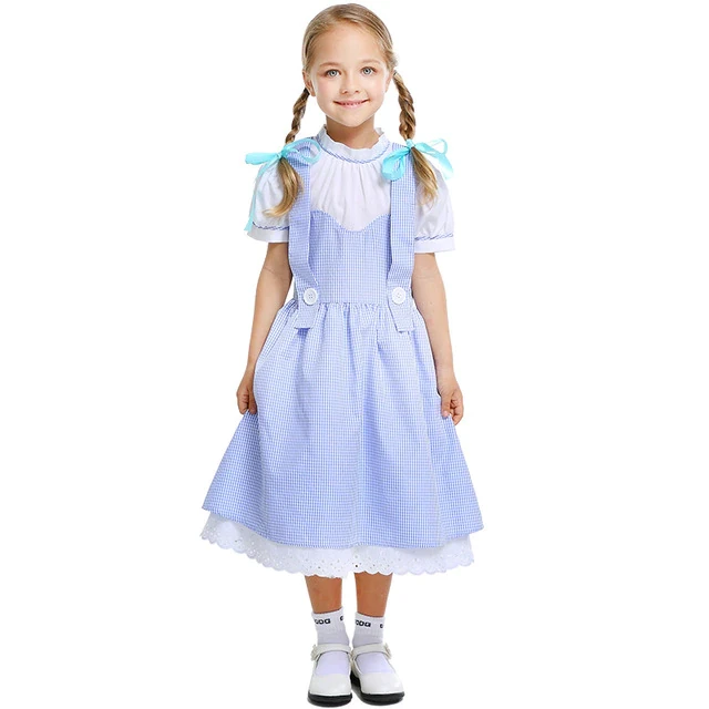 WomenWizard Of Oz Dorothy Costume,Fairytale Character Blue Gingham DresOutfit,Halloween CostumeFor GirlKidM L Xl