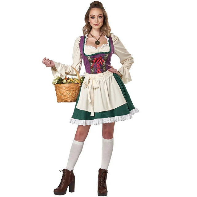 Oktoberfest Dirndl Dress Cosplay Costume German Beer Festival Tavern Bartender Waitress Outfit Carnival Halloween Fancy Dress