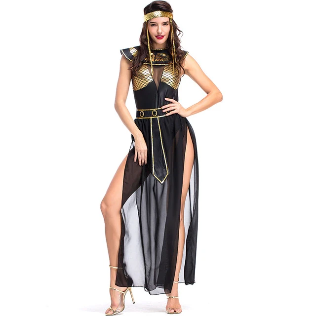 Women Egyptian Cleopatra Royal Costume Adult Sexy Golden Egypt Queen Cosplay Costume Halloween Carnival Easter Purim Fancy Dress