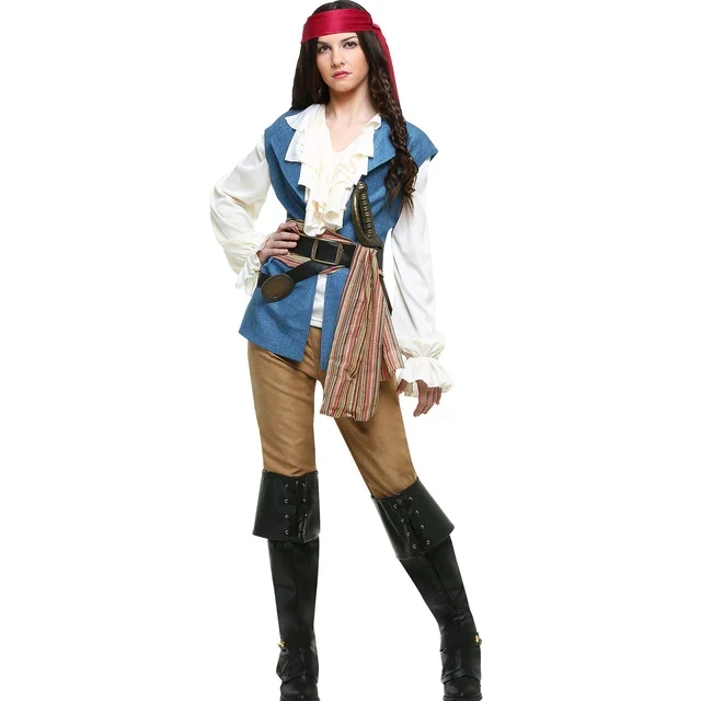 Captain Pirate Costumes for Women Men Adult Halloween Captain Jack Sparrow Costume Pirates of the Caribbean Cosplay Clothes Set