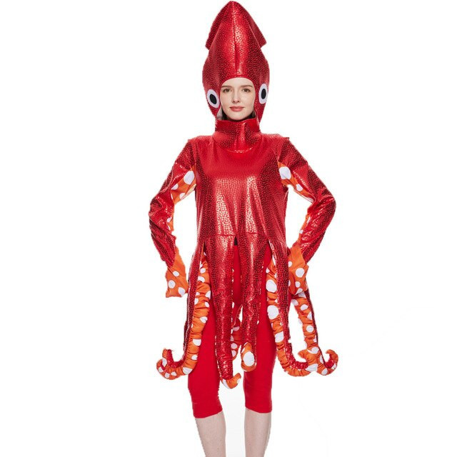 Squid Cosplay Costumes Women Red Octopus Sponge Jumpsuit Animal Anime Carnival Festival Outfits Fancy Dress Up