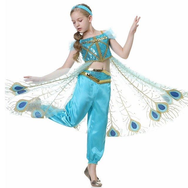 2022 Princess Dress Costume Jasmine Princess Cosplay Children Role Play Costume Stage Performance Skirt Halloween Cosplay