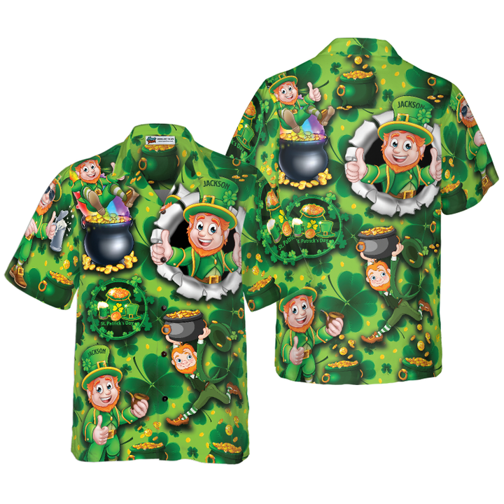 Personalized Name Leprechaun Happy Saint Patricks's Day Custom Hawaiian Shirt