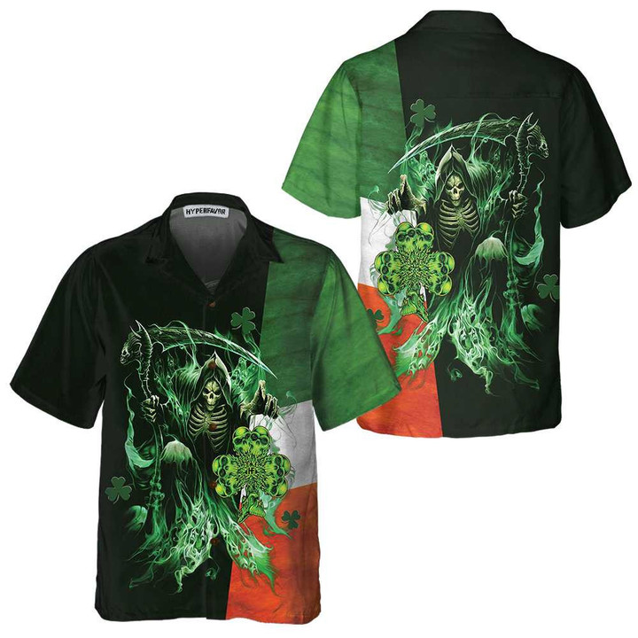 Irish Grim Reaper Hawaiian Shirt, St. Patricks Day Shirt, Cool St Patrick's Day Gift