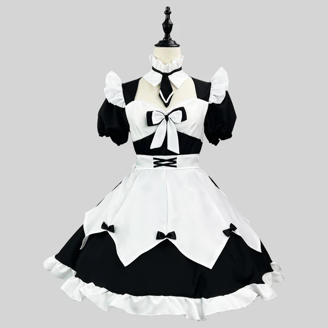 Plus Size Maid Cosplay Costumes Black White Apron Maid Lolita Princess School Girl Uniform Anime Role Play Waitress Party Outfit