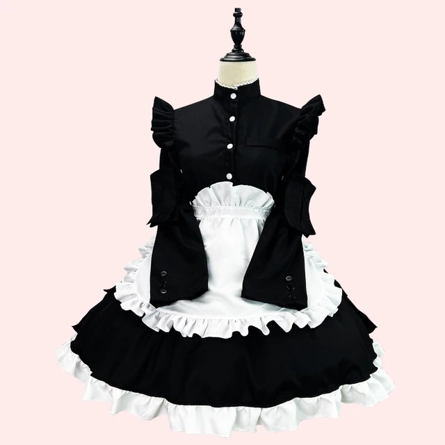 Plus Size Halloween Anime Cartoon Maid Outfits Japanese Lolita Maid Cosplay Costume Animation Show Long sleeve COS Party Dress