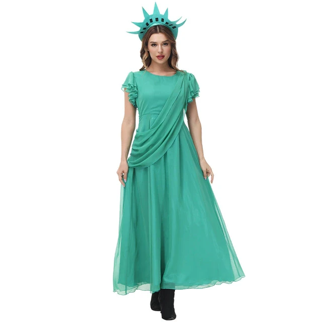 Statue of Liberty Cosplay For Kids Woman Ancient Greek Goddess Vintage Halloween Costumes Ancient Rome Robe Fancy Role Play