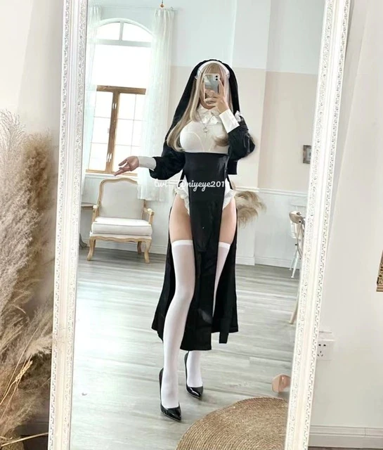 Anime Cosplay Nun Sexy Nuns Uniform Black Dress Halloween Daily Costumes for Women Nun Cosplay