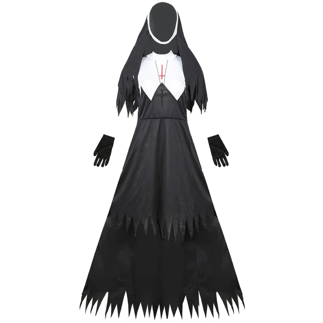 Carnival Halloween Cosplay Lady Spooktacular Bloody Nun Costume Scary Sinful Sister Roleplay Cosplay Fancy Party Dress