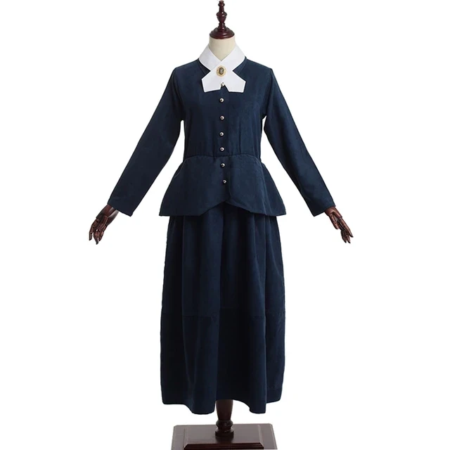 Civil War Victorian Colonial Dress Adult Women Vintage Olden Day School Project Lady Marie Curie Cosplay Blue Historical Costume