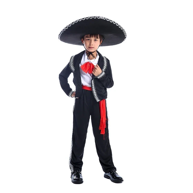 Traditional Mexican Mariachi Amigo Dance Costume For Children Kids Boys Cosplay Costumes Festival And Parties Clothes