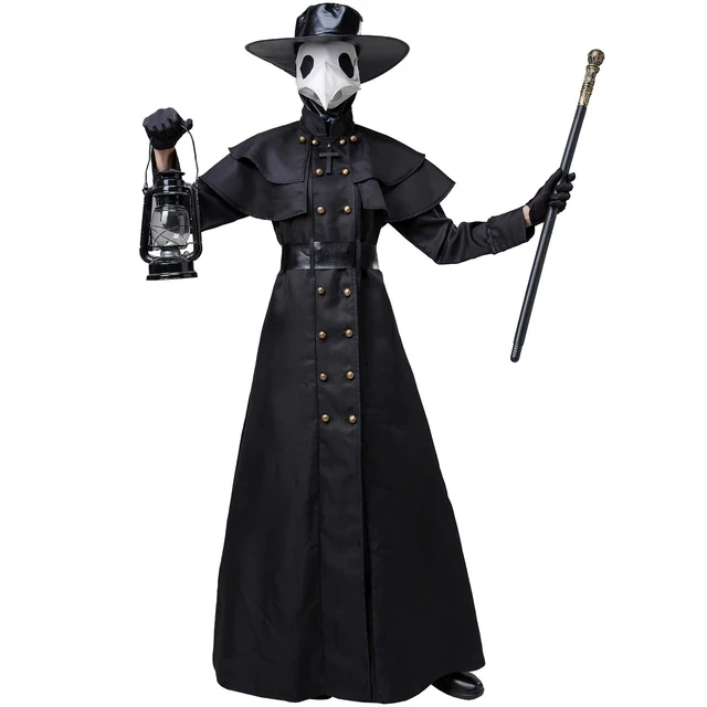 Halloween Medieval Cosplay Plague Doctor Costume Mask Hat For Adult Cosplay Steampunk Priest Horror Wizard Dress Up Clothes Suit