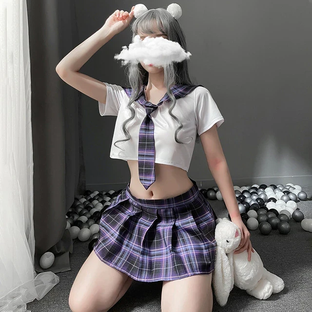 Japanese Sweet Plaid Sexy School Girl Student JK Uniform Role Play Costume Cheerleading Sex Clothing for Women Lingerie