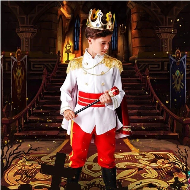 Kids Halloween Fantasia Prince King Cosplay Costumes Boy Carnival Party Fancy Dress Up Birthday New Year Gift Children 2-12 T